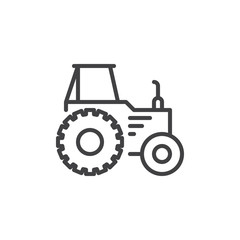 Tractor line icon, outline vector sign, linear style pictogram isolated on white. Symbol, logo illustration. Editable stroke. Pixel perfect