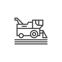 Combine harvester line icon, outline vector sign, linear style pictogram isolated on white. Symbol, logo illustration. Editable stroke. Pixel perfect