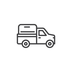 Pickup truck line icon, outline vector sign, linear style pictogram isolated on white. Symbol, logo illustration. Editable stroke. Pixel perfect