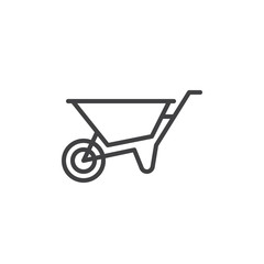 Plakat Wheelbarrow line icon, outline vector sign, linear style pictogram isolated on white. Symbol, logo illustration. Editable stroke. Pixel perfect