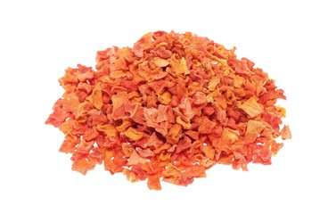 Dehydrated pumpkin flakes isolated on white