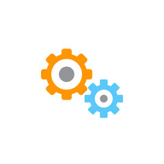 Settings icon vector, gears solid logo illustration, cog wheels pictogram isolated on white