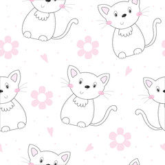 Cute cats colorful seamless pattern background
