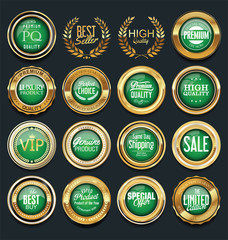 Sale retro vintage golden badges and labels
