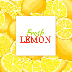 square white label on citrus leme background. Vector card illustration.