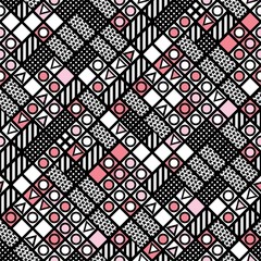 Decorative geometric shapes tiling. Monochrome irregular pattern.  Abstract  background. Artistic decorative ornamental lattice