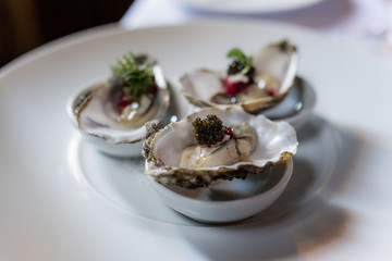 Fresh oysters with caviar