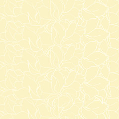 Magnolia petals outline background on yellow.