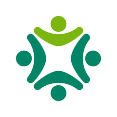 Icono plano equipo personas verdes en fondo blanco