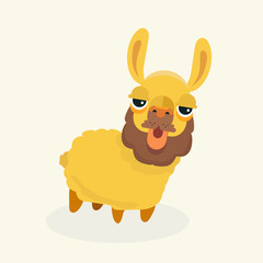 Vector cute llama or alpaca illustration. Funny animal.