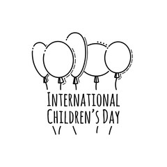 Happy children's day black and white card. Typographic background