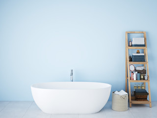 Naklejka na ściany i meble blue spa bathroom. 3d rendering