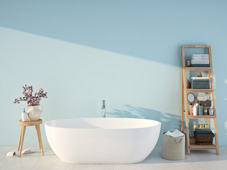 Fototapeta na wymiar blue spa bathroom. 3d rendering
