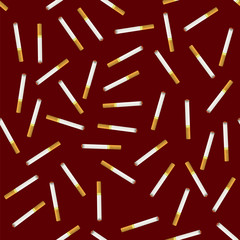 Burning Cigarette Seamless Pattern on Red Background