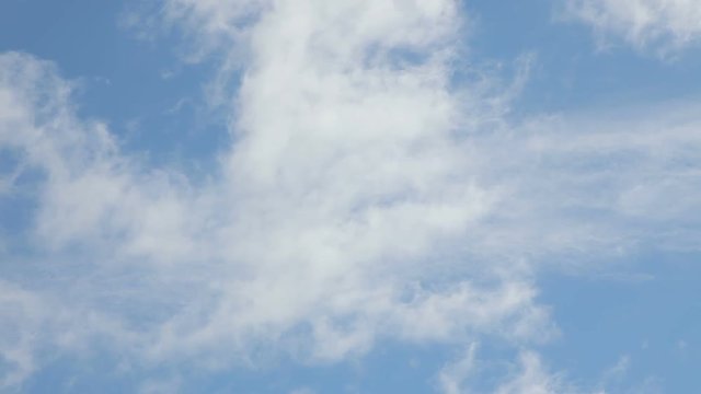 Blue sky background with white clouds moving fast. Full HD stock footage shot at summer season time.
