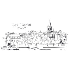 Freehand digital drawing of Lago Maggiore, Italy