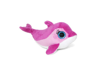 Pink dolphin toy isolated on white background