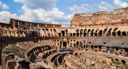 Fototapeta na wymiar Colosseum the most well-known and remarkable landmark of Rome and Italy.