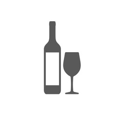 Wine bottle with wineglass icon isolated
