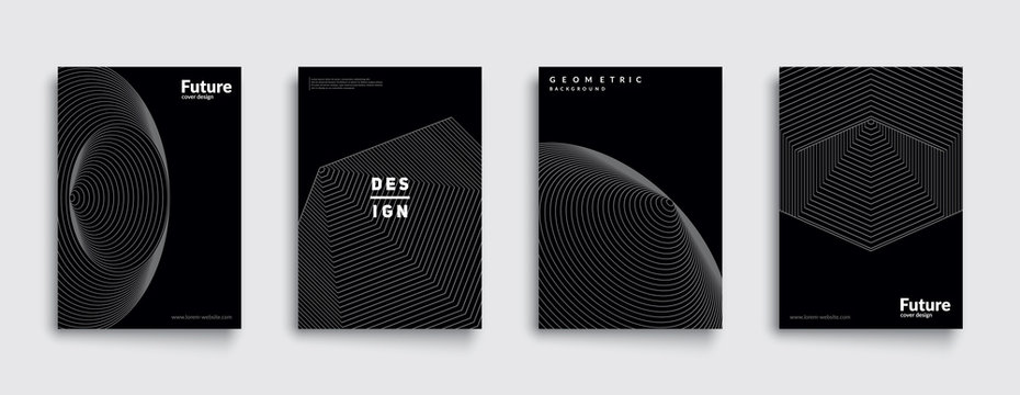 Minimal dark covers set. Future geometric design. Abstract 3d meshes. Eps10 vector.