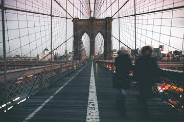 Fototapeta na wymiar Blue Hour on Brooklyn Bridge - New York
