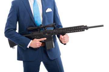 Gangster or secret agent with machine gun