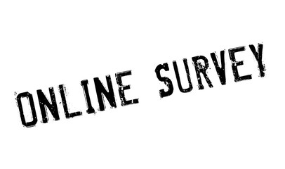 Online Survey rubber stamp. Grunge design with dust scratches. Effects can be easily removed for a clean, crisp look. Color is easily changed.