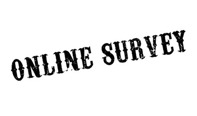 Online Survey rubber stamp. Grunge design with dust scratches. Effects can be easily removed for a clean, crisp look. Color is easily changed.