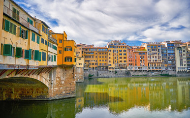 Fototapeta premium Florence Architecture with Italy Cityscape River Reflection.
