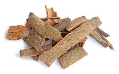 cinnamon on white isolate background closeup