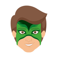 colorful silhouette with boy superhero with mask and without contour vector illustration