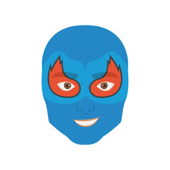 colorful silhouette with man superhero masked with mask shape of flame around the eyes and without contour vector illustration