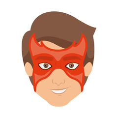 colorful silhouette with guy superhero with mask and without contour vector illustration