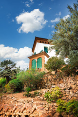 Barcelona, Spain - April 19, 2016: Casa Trias e Domenech in Park Guell, designed by Antoni Gaudi