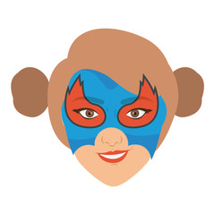 colorful silhouette with woman superhero with collected hair with mask without contour vector illustration