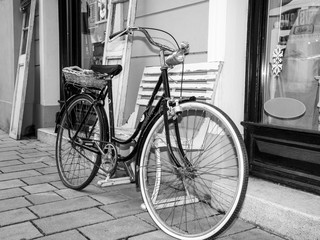 Old bicycle in the city