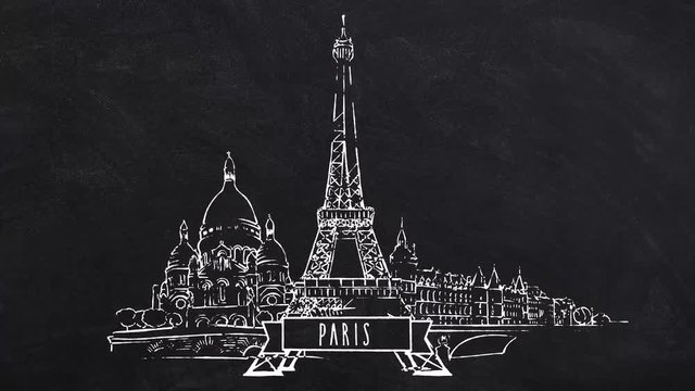 Paris Eiffel Tower self drawing lines