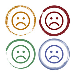 Pinselstrich Icon Set - Smiley unglücklich