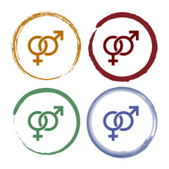 Obraz premium Pinselstrich Icon Set - Zeichen für Mann und Frau - Heirat