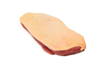 Organic raw duck breast fresh from the farm isolated on white background