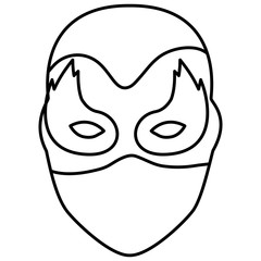 monochrome silhouette of festive mask with eyes in flame vector illustration