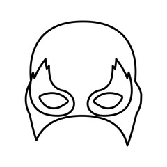 monochrome silhouette with festive half mask with eyes in flame vector illustration