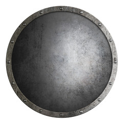 medieval round shield isolated 3d illustration - obrazy, fototapety, plakaty