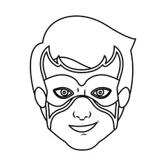 monochrome silhouette with guy superhero with mask vector illustration