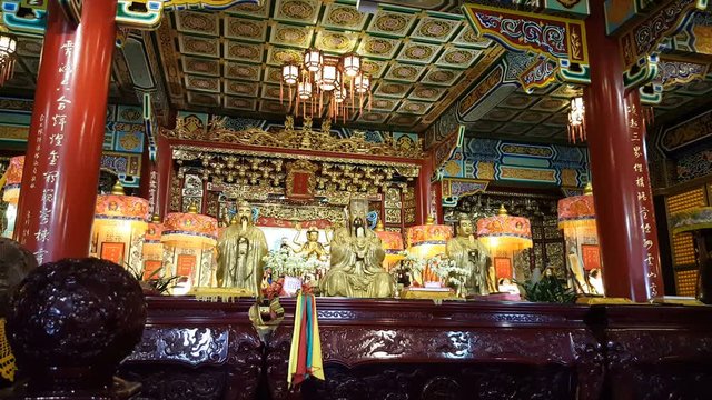 Interior of Zhinan temple on Maokong mountains