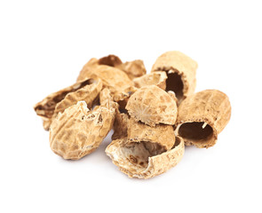 Pile of peanut shells isolated