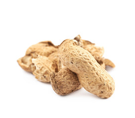 Pile of peanut shells isolated