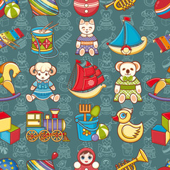 Kid toy seamless pattern. Design element for postcard, banner, flyer