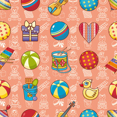 Kid toy seamless pattern. Design element for postcard, banner, flyer