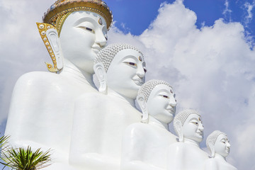 Five white Buddha statues Phasornkaew Temple,in Phetchabun,Thailand